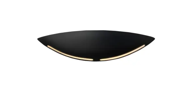 Collection: Ambiance Finish: Carbon - Matte Black Notes: This item is available in up to 30 hand-painted finishes, as well as unfinished ceramic bisque (BIS) which is paintable Width: 23.00" Height: 4.75" Extension from Wall: 5.25" Top to Outlet: 2.50" Number of Bulbs: 2 Maximum Wattage: 100.00 W Bulb Type: A-19 Bulb Base: E26-Medium Country of Origin: USA Safety Listing: Damp
