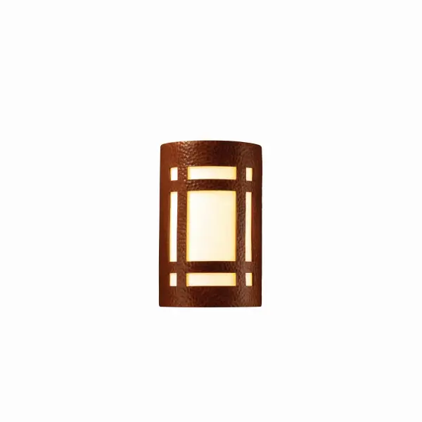 Collection: Ambiance Finish: Hammered Copper Width: 5.75" Height: 9.50" Extension from Wall: 4.00" Maximum Wattage: 12.00 W Light Source: LED Light Output: 1000.00 lm Country of Origin: USA Safety Rating: Wet ADA LED