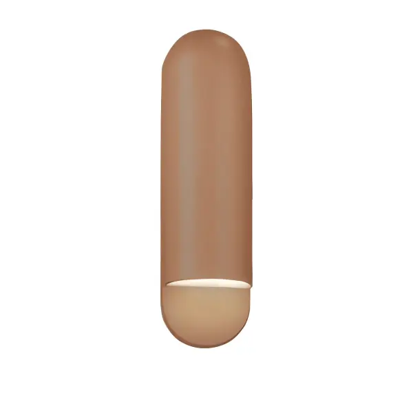 Collection: Ambiance Finish: Adobe Width: 5.00" Height: 20.00" Extension from Wall: 4.00" Number of Bulbs: 1 Maximum Wattage: 100.00 W Bulb Type: A19 Country of Origin: USA Safety Rating: Damp ADA