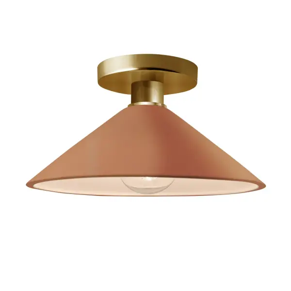 Collection: Radiance Finish: Adobe Width: 11.75" Height: 6.50" Canopy: .75" H x 5" Dia. Number of Bulbs: 1 Maximum Wattage: 100.00 W Bulb Type: A19 Country of Origin: USA Safety Listing: UL Safety Rating: Damp