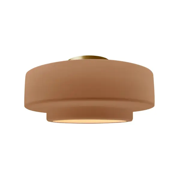 Collection: Radiance Finish: Adobe Width: 14.50" Height: 7.25" Canopy: .75" H x 5" Dia. Number of Bulbs: 1 Maximum Wattage: 100.00 W Bulb Type: A19 Country of Origin: USA Safety Listing: UL Safety Rating: Damp