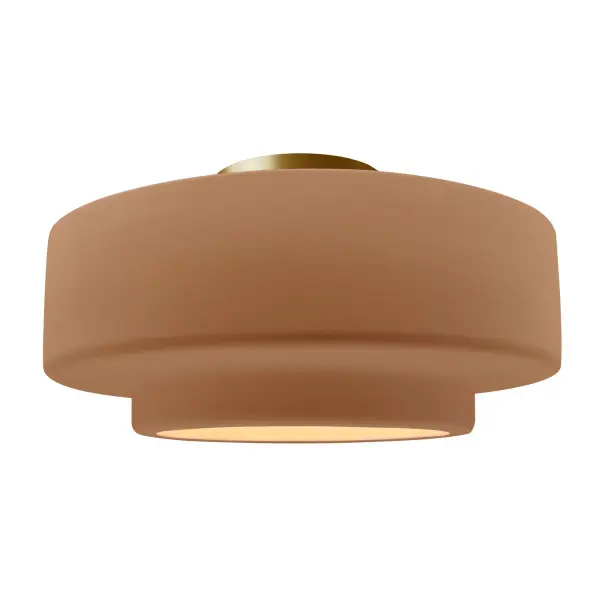 Collection: Radiance Finish: Adobe Width: 16.50" Height: 8.00" Canopy: .75" H x 5" Dia. Number of Bulbs: 1 Maximum Wattage: 100.00 W Bulb Type: A19 Country of Origin: USA Safety Listing: UL Safety Rating: Damp