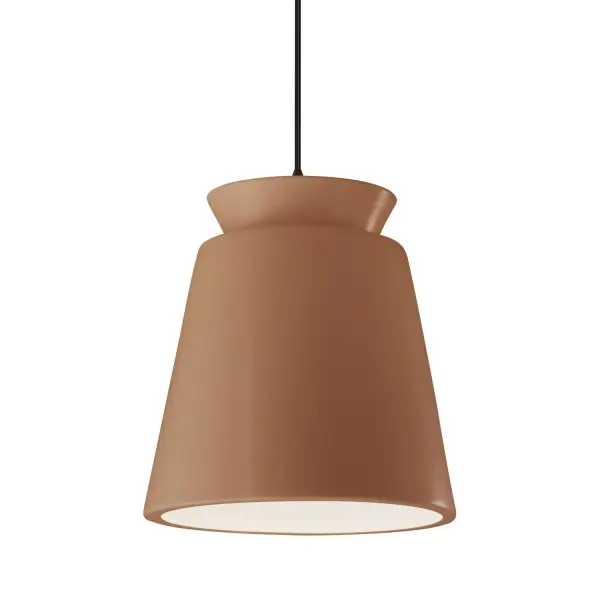 Collection: Radiance Collection Finish: Matte Black Width: 13.50" Height: 16.00" Canopy: .75" H x 5" Dia. Number of Bulbs: 1 Maximum Wattage: 40.00 W Bulb Type: A-19 Country of Origin: USA Safety Listing: UL Safety Rating: Damp