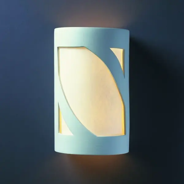 Collection: Ambiance Finish: Bisque Glass: White Styrene Shade or MICA Notes: This item is available in up to 30 hand-painted finishes, as well as unfinished ceramic bisque (BIS) which is paintable Width: 7.75" Height: 12.50" Extension from Wall: 6.25" Top to Outlet: 4.00" Number of Bulbs: 2 Maximum Wattage: 100.00 W Bulb Type: A19 Bulb Base: E26-Medium Country of Origin: USA Safety Listing: Damp