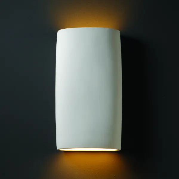 Collection: Ambiance Finish: Bisque Notes: This item is available in up to 30 hand-painted finishes, as well as unfinished ceramic bisque (BIS) which is paintable Width: 10.50" Height: 19.00" Extension from Wall: 4.00" Top to Outlet: 11.75" Number of Bulbs: 2 Maximum Wattage: 100.00 W Bulb Type: A19 Bulb Base: E26-Medium Country of Origin: USA Safety Listing: Damp ADA