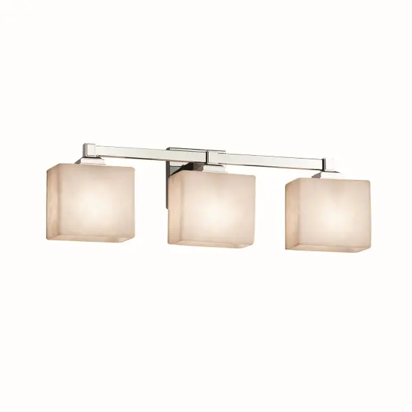Collection: Clouds Finish: Polished Chrome Glass: Clouds Resin Notes: This fixture can be installed as an uplight or downlight Width: 23.50" Height: 7.50" Extension from Wall: 5.25" Top to Outlet: 5.25" Number of Bulbs: 3 Maximum Wattage: 60.00 W Bulb Type: B13 Torpedo Safety Listing: Damp Safety Rating: Damp