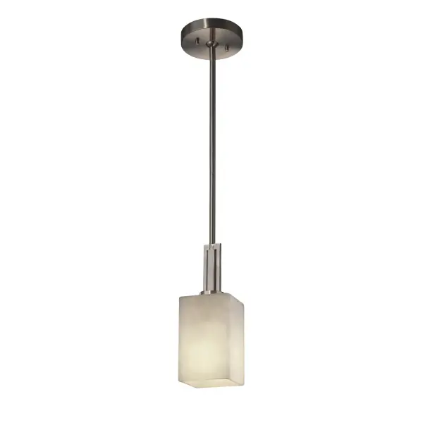 Collection: Clouds Finish: Brushed Nickel Glass: Clouds Resin Width: 4.00" Height: 11.50" Length: 4.00" Canopy: 1" H x 5.25" Dia. Number of Bulbs: 1 Maximum Wattage: 40.00 W Bulb Type: Torpedo Safety Listing: Damp Safety Rating: Damp