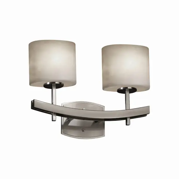 Collection: Clouds Finish: Brushed Nickel Glass: Clouds Resin Width: 15.50" Height: 11.50" Extension from Wall: 5.50" Top to Outlet: 9.00" Number of Bulbs: 2 Maximum Wattage: 60.00 W Bulb Type: B13 Torpedo Safety Listing: Damp Safety Rating: Damp