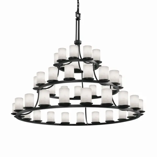 Collection: Clouds Finish: Matte Black Glass: Clouds Resin Notes: Includes 6 ft. of chain and 10 ft. of wire. Also available in Matte Black finish. Width: 60.00" Height: 54.00" Chain: 6` Wire: 10` Canopy: 1" H x 5.25" Dia. Number of Bulbs: 45 Maximum Wattage: 40.00 W Bulb Type: BA9 Torpedo Bulb Base: Bayonet Light Source: LED Safety Listing: Damp Safety Rating: Damp Energy Efficient