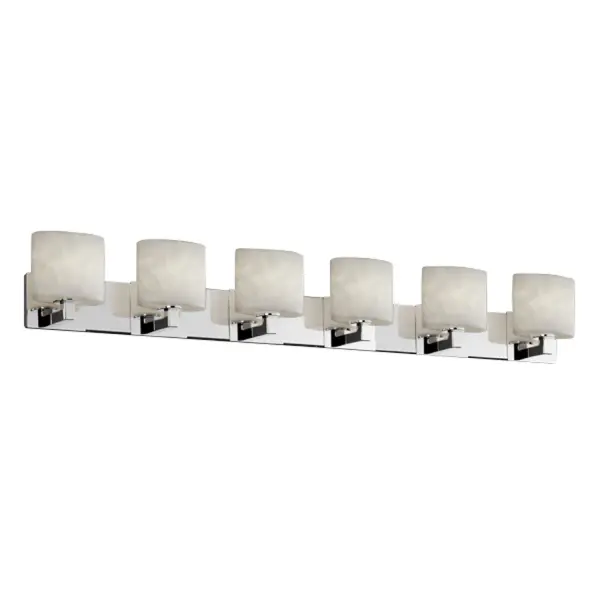 Collection: Clouds Finish: Polished Chrome Glass: Clouds Resin Notes: This fixture can be installed as an uplight or downlight. Also available in Brushed Nickel, Matte Black, Antique Brass, Polished Chrome, Black Nickel finish. Width: 56.50" Height: 7.75" Extension from Wall: 6.50" Top to Outlet: 5.25" Number of Bulbs: 6 Maximum Wattage: 60.00 W Bulb Type: B13 Torpedo Bulb Base: Medium Light Source: Incandescent Safety Listing: Damp Safety Rating: Damp