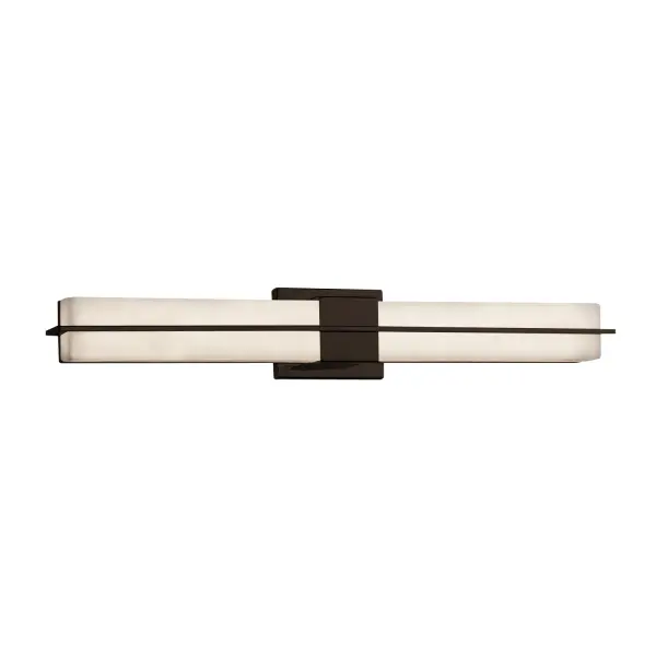 Collection: Clouds Finish: Dark Bronze Glass: Clouds Resin Width: 30.00" Height: 4.75" Extension from Wall: 4.00" Maximum Wattage: 28.00 W Bulb Type: LED Light Source: LED Light Output: 2240.00 lm Safety Listing: Damp Safety Rating: Damp ADA LED