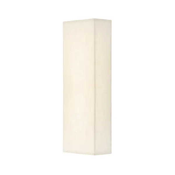 Refined rectangular silhouette with clean, architectural lines for a timeless yet modern presence, Cream hardback fabric shade delivers a soft, even glow that enhances comfort and visual warmth, Integrated LED technology offers long-lasting, energy-efficient illumination with minimal maintenance, Fully enclosed top and bottom create a clean, polished look while controlling glare and providing visual comfort, Slim ADA-compliant profile makes it ideal for corridors, hallways, bedrooms, bathrooms, and hospitality applications, Tall 17" vertical proportion adds elegance and height to walls, perfect for flanking mirrors, beds, or artwork, Versatile design complements today's interiors, from modern and transitional to minimalist and classic spaces, Seamlessly integrates with contemporary furnishings and neutral palettes while remaining timeless enough for long-term projects, Ideal as a standalone accent or used in multiples for balanced, architectural lighting layouts A timeless lighting solution designed to feel current, elegant, and enduring across evolving design trends