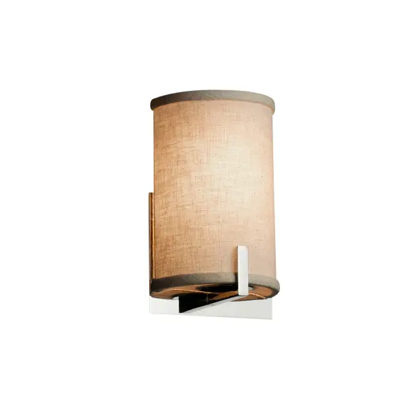 Collection: Textile Finish: Polished Chrome Glass: Woven Fabric Notes: This fixture can be installed as an uplight or downlight Width: 5.50" Height: 9.00" Extension from Wall: 4.00" Top to Outlet: 6.50" Number of Bulbs: 1 Maximum Wattage: 60.00 W Safety Listing: Damp Safety Rating: Damp ADA