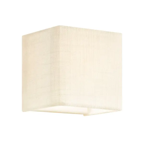 Cube silhouette delivers a clean, architectural form with timeless appeal, Cream hardback fabric shade adds soft texture and warmth to the design, Open top and bottom construction allows light to wash both upward and downward for ambient illumination, Integrated LED light source provides energy-efficient, long-lasting performance, 5CCT selectable technology allows customization of color temperature to suit different environments and preferences, Dimmable LED enables precise control of light level and mood, Fabric shade softens the light output while maintaining crisp geometric definition, Minimalist cube form pairs easily with both contemporary and transitional interiors, ADA compliant design with shallow projection ideal for corridors, hallways, and tight spaces, Balanced proportions allow the sconce to work beautifully as a standalone accent or in multiples, Suitable for residential interiors as well as hospitality and commercial applications, Ideal for bedrooms, living spaces, bathrooms, entryways, and hotel guest rooms, Pairs seamlessly with other Marco Family fixtures for a cohesive lighting story