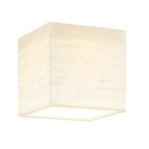 Clean cube silhouette delivers a modern, architectural presence with timeless simplicity, Minimalist geometry offers a refined solution for contemporary, transitional, and hospitality interiors, Cream hardback fabric shade adds subtle texture and warmth while maintaining a tailored look, Fabric softly diffuses light for a comfortable, glare-free ambient glow, White acrylic diffuser provides even illumination and a clean finished underside, Integrated LED light source ensures energy-efficient, long-lasting performance, 5CCT selectable technology allows adjustment of color temperature to suit various spaces and preferences, Dimmable LED enables precise control of light levels for mood and functionality, Compact cube form is ideal for spaces with lower ceilings or where a minimal profile is desired, Versatile design works well in hallways, bedrooms, living spaces, offices, and entryways, Suitable for residential interiors and upscale hospitality or commercial environments, Pairs seamlessly with other Marco Family fixtures for a cohesive lighting story