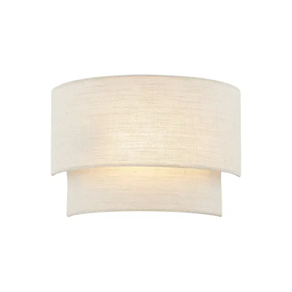 Collection: Textile Glass: Cream Linen Fabric Width: 14.00" Height: 10.00" Extension from Wall: 4.00" Canopy: 6" H x 8.75" W Number of Bulbs: 1 Maximum Wattage: 40.00 W Bulb Type: E26 Bulb Base: E26 Voltage: 120.00 V Safety Rating: Damp ADA