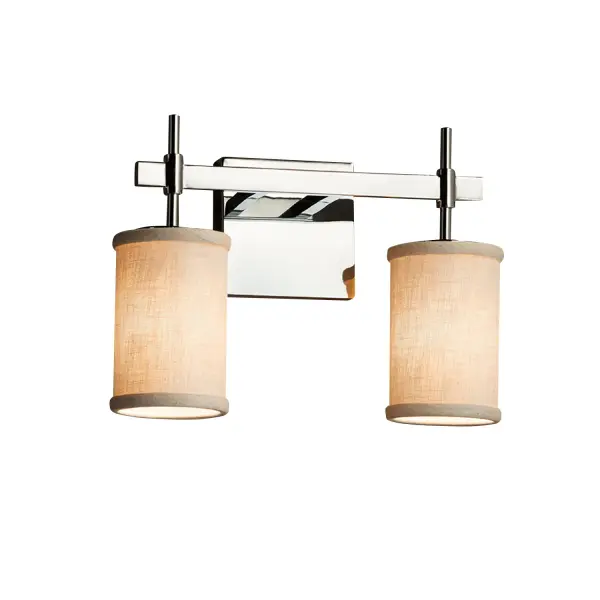 Collection: Textile Finish: Polished Chrome Glass: Woven Fabric Notes: This fixture can be installed as an uplight or downlight Width: 13.00" Height: 9.50" Extension from Wall: 5.25" Top to Outlet: 6.50" Number of Bulbs: 2 Maximum Wattage: 60.00 W Bulb Type: B13 Torpedo Safety Listing: Damp Safety Rating: Damp