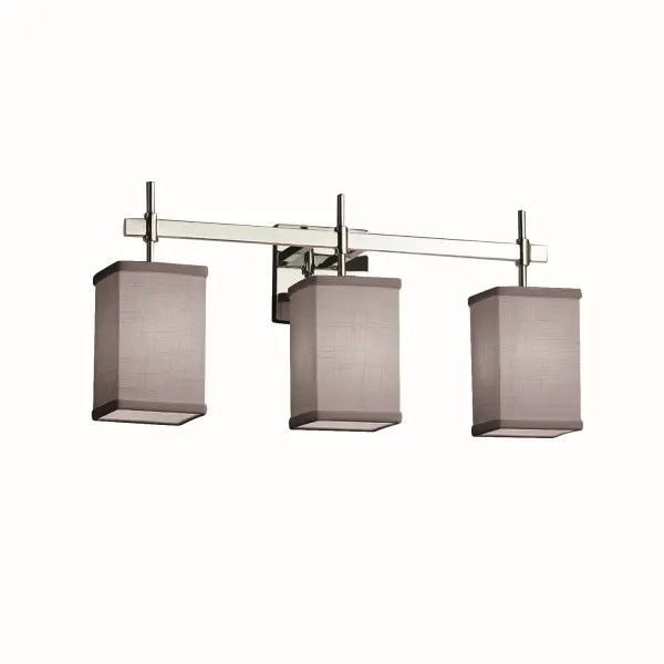 Collection: Textile Finish: Polished Chrome Glass: Woven Fabric Width: 22.00" Height: 10.50" Extension from Wall: 5.25" Number of Bulbs: 3 Maximum Wattage: 60.00 W Bulb Type: B13 Torpedo Safety Rating: Damp