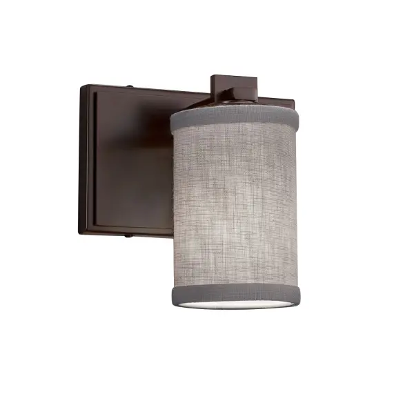 Collection: Textile Finish: Dark Bronze Glass: Woven Fabric Width: 7.00" Height: 6.75" Extension from Wall: 5.75" Number of Bulbs: 1 Maximum Wattage: 60.00 W Bulb Type: B13 Torpedo Safety Listing: UL Safety Rating: Damp