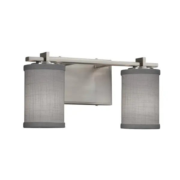 Collection: Textile Finish: Brushed Nickel Glass: Woven Fabric Width: 14.00" Height: 6.75" Extension from Wall: 5.50" Number of Bulbs: 2 Maximum Wattage: 60.00 W Bulb Type: B13 Torpedo Safety Listing: UL Safety Rating: Damp