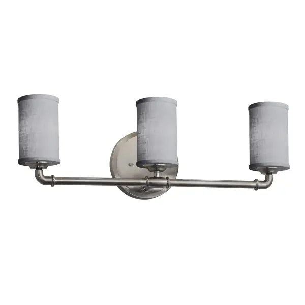 Collection: Textile Finish: Brushed Nickel Glass: Woven Fabric Width: 23.75" Height: 8.00" Extension from Wall: 5.75" Number of Bulbs: 3 Maximum Wattage: 60.00 W Bulb Type: B13 Torpedo Safety Rating: Damp