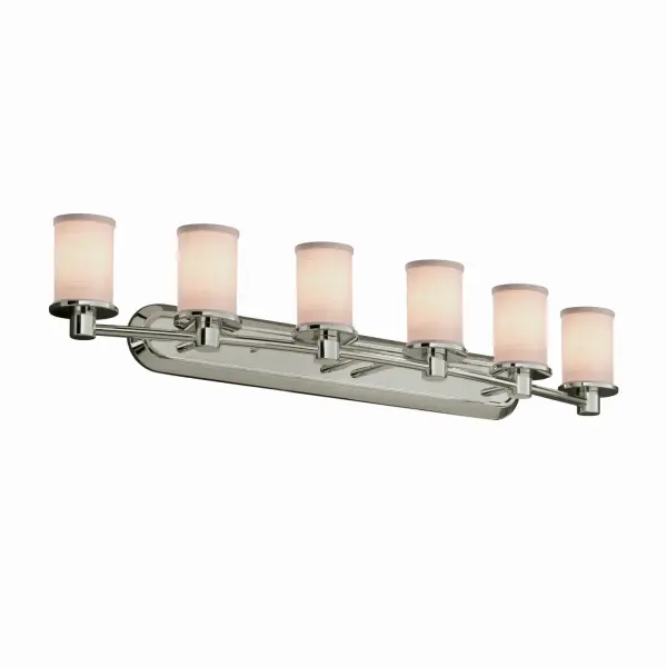 Collection: Textile Finish: Brushed Nickel Glass: Woven Fabric Notes: This fixture can be installed as an uplight or downlight Width: 43.75" Height: 8.00" Extension from Wall: 9.25" Top to Outlet: 5.50" Number of Bulbs: 6 Maximum Wattage: 60.00 W Bulb Type: B13 Torpedo Safety Listing: Damp Safety Rating: Damp