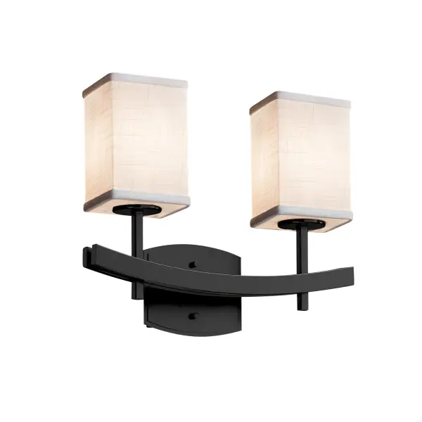 Collection: Textile Finish: Matte Black Glass: Woven Fabric Notes: This fixture can be installed as an uplight or downlight Width: 15.50" Height: 12.50" Extension from Wall: 5.75" Top to Outlet: 10.00" Number of Bulbs: 2 Maximum Wattage: 60.00 W Bulb Type: B13 Torpedo Safety Listing: Damp Safety Rating: Damp