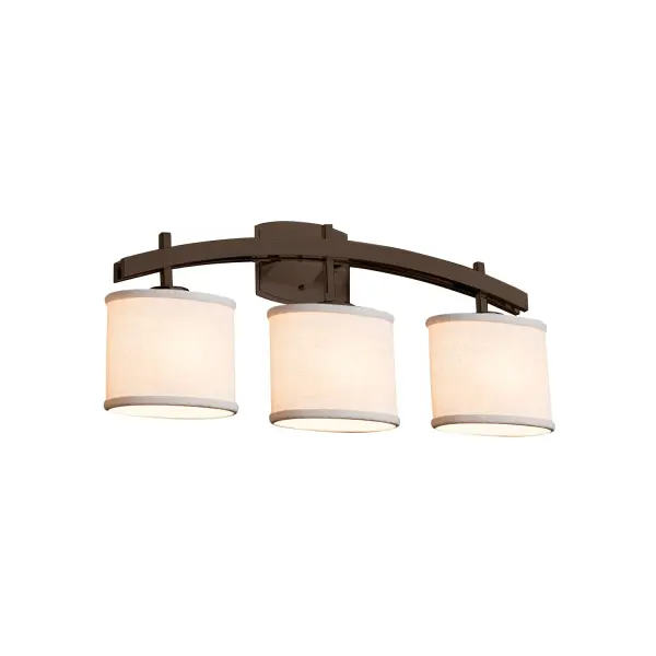 Collection: Textile Finish: Dark Bronze Glass: Woven Fabric Notes: This fixture can be installed as an uplight or downlight Width: 25.50" Height: 11.25" Extension from Wall: 5.50" Top to Outlet: 8.75" Number of Bulbs: 3 Maximum Wattage: 60.00 W Bulb Type: B13 Torpedo Safety Listing: Damp Safety Rating: Damp