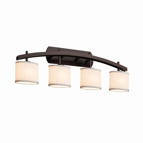 Collection: Textile Finish: Dark Bronze Glass: Woven Fabric Notes: This fixture can be installed as an uplight or downlight Width: 35.50" Height: 11.75" Extension from Wall: 5.50" Top to Outlet: 9.25" Number of Bulbs: 4 Maximum Wattage: 60.00 W Bulb Type: B13 Torpedo Safety Listing: Damp Safety Rating: Damp