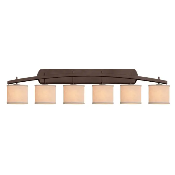 Collection: Textile Finish: Dark Bronze Glass: Woven Fabric Notes: This fixture can be installed as an uplight or downlight Width: 56.50" Height: 11.25" Extension from Wall: 5.50" Top to Outlet: 8.75" Number of Bulbs: 6 Maximum Wattage: 60.00 W Bulb Type: B13 Torpedo Safety Listing: Damp Safety Rating: Damp
