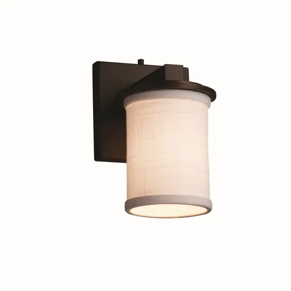 Collection: Textile Finish: Dark Bronze Glass: Woven Fabric Notes: This fixture can be installed as an uplight or downlight Width: 5.00" Height: 8.00" Extension from Wall: 6.25" Top to Outlet: 5.50" Number of Bulbs: 1 Maximum Wattage: 60.00 W Bulb Type: BA9 Torpedo Safety Listing: Damp Safety Rating: Damp
