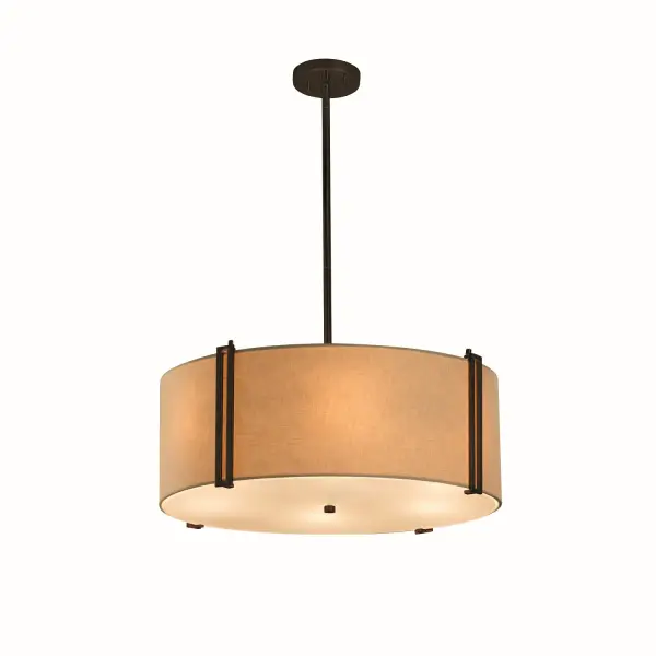 Collection: Textile Finish: Dark Bronze Glass: Woven Fabric Notes: Each 4-piece rigid stem kit includes (3) 12`` tubes and 6`` tube Width: 24.50" Height: 9.50" Canopy: .75" H x 5" Dia. Number of Bulbs: 6 Maximum Wattage: 60.00 W Bulb Type: A19 Safety Listing: Damp Safety Rating: Damp