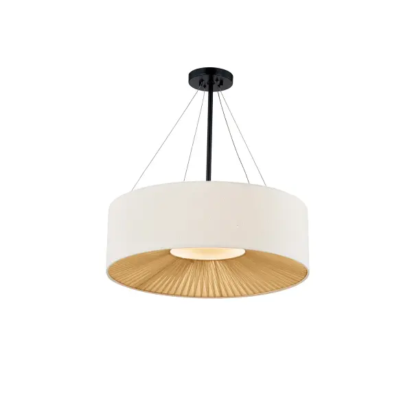 Collection: Textile Finish: Matte Black Glass: Cream Linen Fabric Width: 24.00" Height: 8.25" Canopy: 6" Dia. x 1" H Number of Bulbs: 6 Maximum Wattage: 60.00 W Bulb Base: E26 Voltage: 120.00 V Safety Rating: Damp