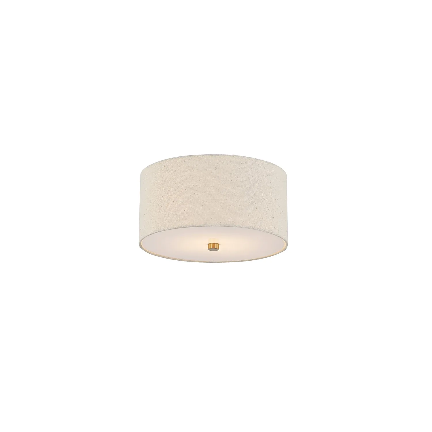 Textile Two Light Flush-Mount in Brushed Brass