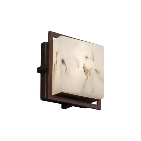 Collection: LumenAria Finish: Dark Bronze Glass: Faux Alabaster Resin Width: 6.50" Height: 6.50" Extension from Wall: 3.50" Top to Outlet: 3.25" Maximum Wattage: 14.00 W Light Source: LED Light Output: 1190.00 lm Color Temperature: 3000 K CRI: 90 Safety Listing: ETL Safety Rating: Wet ADA LED