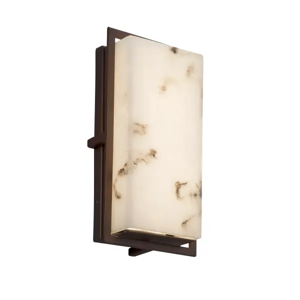 Collection: LumenAria Finish: Dark Bronze Glass: Faux Alabaster Resin Width: 6.50" Height: 12.00" Extension from Wall: 3.50" Top to Outlet: 6.00" Maximum Wattage: 14.00 W Light Source: LED Light Output: 1190.00 lm Color Temperature: 3000 K CRI: 90 Safety Listing: ETL Safety Rating: Wet ADA LED