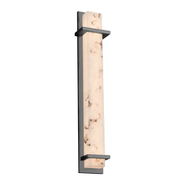Collection: LumenAria Finish: Matte Black Glass: Faux Alabaster Resin Width: 7.00" Height: 36.00" Extension from Wall: 4.00" Top to Outlet: 18.00" Maximum Wattage: 32.00 W Light Source: LED Light Output: 2560.00 lm Safety Listing: ETL Safety Rating: Wet ADA LED