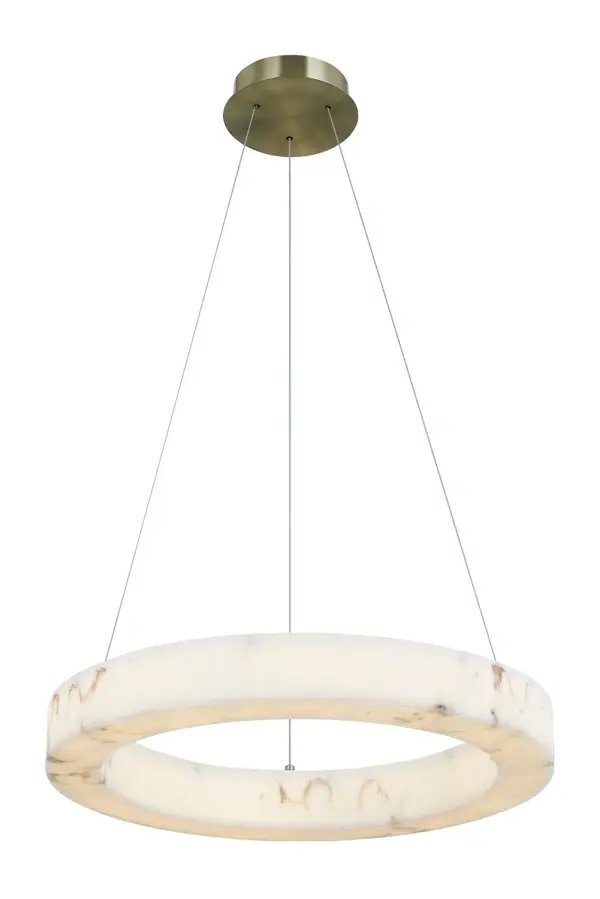 Collection: LumenAria Finish: Brushed Brass Glass: Faux Alabaster Resin Width: 24.00" Height: 3.00" Canopy: 7.25" Dia x 1.5" H Maximum Wattage: 40.00 W Light Source: LED Light Output: 3800.00 lm Delivered Lumens: 2400.00 lm Voltage: 120.00 V Safety Rating: Damp LED