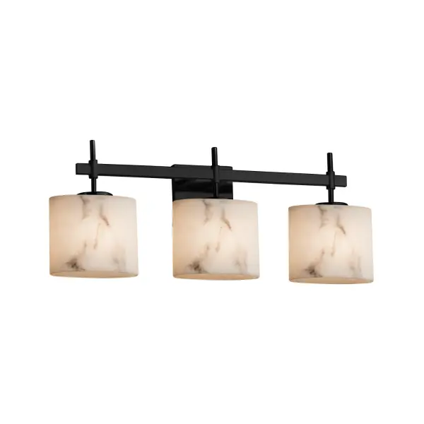 Collection: LumenAria Finish: Matte Black Glass: Faux Alabaster Resin Notes: This fixture can be installed as an uplight or downlight Width: 24.50" Height: 9.50" Extension from Wall: 5.00" Top to Outlet: 6.50" Number of Bulbs: 3 Maximum Wattage: 60.00 W Bulb Type: B13 Torpedo Safety Listing: Damp Safety Rating: Damp
