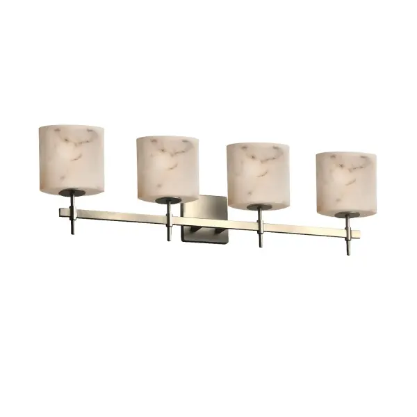 Collection: LumenAria Finish: Brushed Nickel Glass: Faux Alabaster Resin Notes: This fixture can be installed as an uplight or downlight Width: 33.50" Height: 9.50" Extension from Wall: 5.00" Top to Outlet: 6.50" Number of Bulbs: 4 Maximum Wattage: 60.00 W Bulb Type: B13 Torpedo Safety Listing: Damp Safety Rating: Damp
