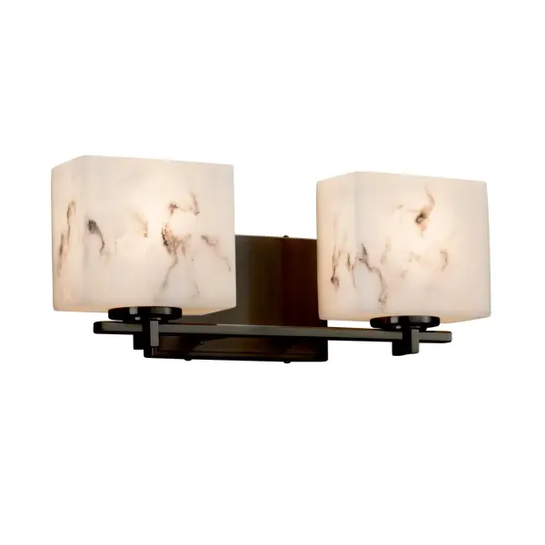 Collection: LumenAria Finish: Dark Bronze Glass: Faux Alabaster Resin Width: 15.50" Height: 6.25" Extension from Wall: 5.25" Top to Outlet: 5.50" Number of Bulbs: 2 Maximum Wattage: 60.00 W Bulb Type: B13 Torpedo Safety Listing: UL Safety Rating: Damp