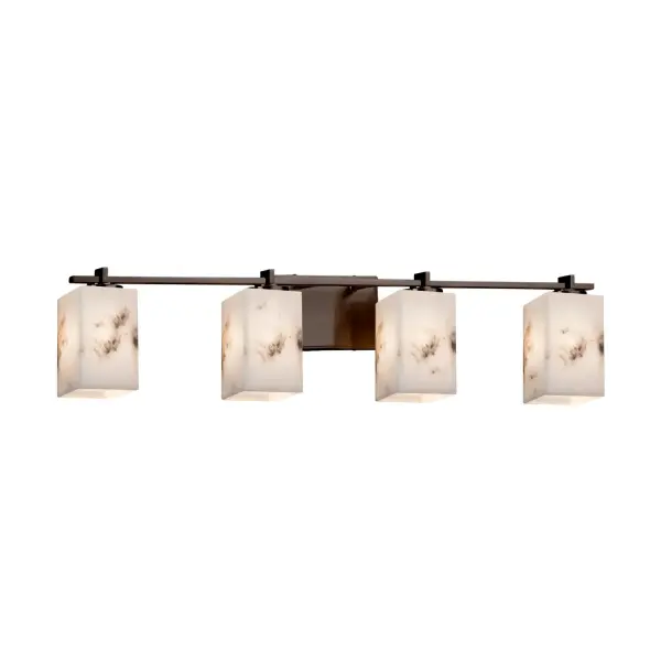 Collection: LumenAria Finish: Dark Bronze Glass: Faux Alabaster Resin Width: 34.25" Height: 7.75" Extension from Wall: 5.50" Top to Outlet: 7.00" Number of Bulbs: 4 Maximum Wattage: 60.00 W Bulb Type: B13 Torpedo Safety Listing: UL Safety Rating: Damp