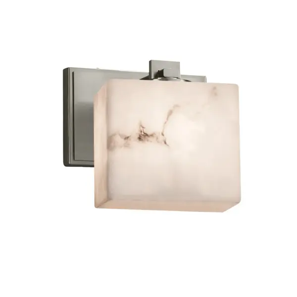 Collection: LumenAria Finish: Brushed Nickel Glass: Faux Alabaster Resin Width: 7.00" Height: 6.25" Extension from Wall: 4.00" Top to Outlet: 5.50" Number of Bulbs: 1 Maximum Wattage: 60.00 W Bulb Type: B13 Torpedo Safety Listing: UL Safety Rating: Damp ADA