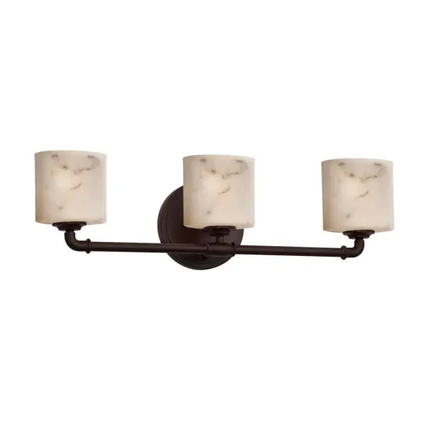 Collection: LumenAria Finish: Dark Bronze Glass: Faux Alabaster Resin Width: 26.25" Height: 8.00" Extension from Wall: 5.50" Number of Bulbs: 3 Maximum Wattage: 60.00 W Bulb Type: B13 Torpedo Safety Listing: Damp Safety Rating: Damp