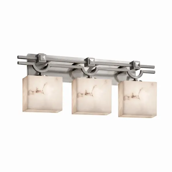 Collection: LumenAria Finish: Brushed Nickel Glass: Faux Alabaster Resin Notes: This fixture can be installed as an uplight or downlight Width: 29.00" Height: 9.75" Extension from Wall: 5.75" Top to Outlet: 7.50" Number of Bulbs: 3 Maximum Wattage: 60.00 W Bulb Type: B13 Torpedo Safety Listing: Damp Safety Rating: Damp
