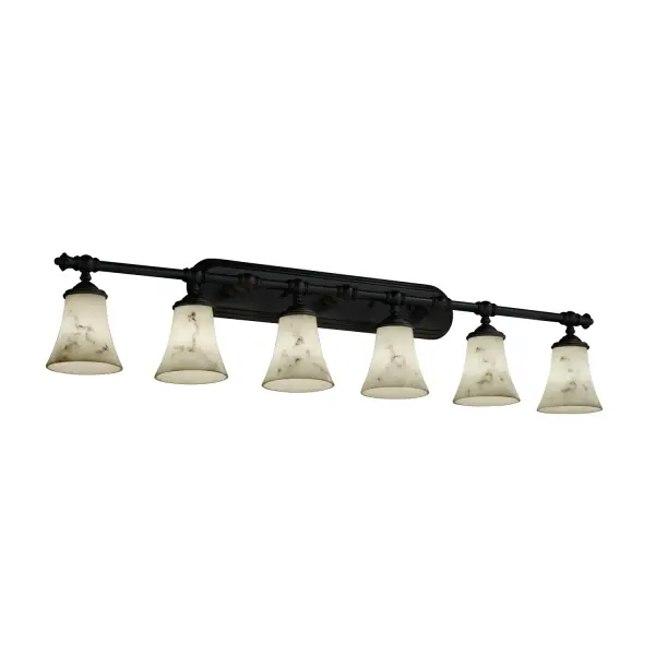 Collection: LumenAria Finish: Dark Bronze Glass: Faux Alabaster Resin Width: 48.00" Height: 10.50" Extension from Wall: 6.25" Top to Outlet: 7.75" Number of Bulbs: 6 Maximum Wattage: 60.00 W Bulb Type: B13 Torpedo Safety Listing: Damp Safety Rating: Damp