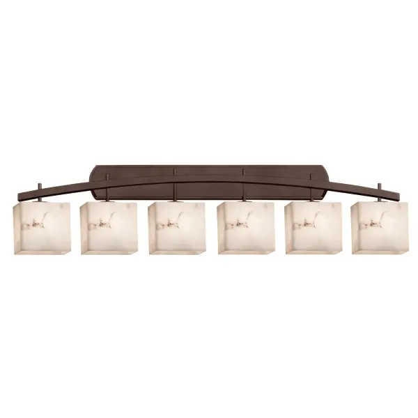 Collection: LumenAria Finish: Dark Bronze Glass: Faux Alabaster Resin Notes: This fixture can be installed as an uplight or downlight Width: 56.00" Height: 11.25" Extension from Wall: 5.50" Top to Outlet: 8.75" Number of Bulbs: 6 Maximum Wattage: 60.00 W Bulb Type: B13 Torpedo Safety Listing: Damp Safety Rating: Damp