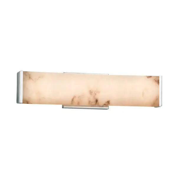 Collection: LumenAria Finish: Polished Chrome Glass: Faux Alabaster Resin Width: 18.50" Height: 4.50" Extension from Wall: 2.50" Maximum Wattage: 18.00 W Light Source: LED Light Output: 1530.00 lm Color Temperature: 3000 K CRI: 90 Safety Listing: ETL Safety Rating: Damp ADA LED