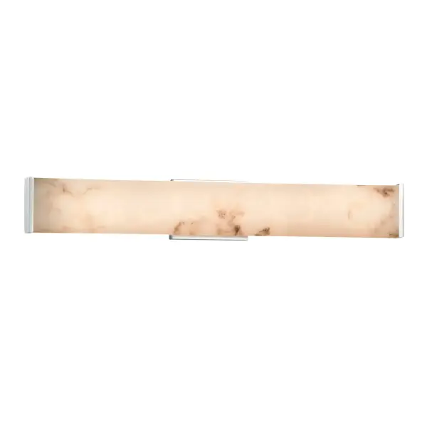Collection: LumenAria Finish: Polished Chrome Glass: Faux Alabaster Resin Width: 28.50" Height: 4.50" Extension from Wall: 2.50" Maximum Wattage: 28.00 W Light Source: LED Light Output: 2380.00 lm Color Temperature: 3000 K CRI: 90 Safety Listing: ETL Safety Rating: Damp ADA LED