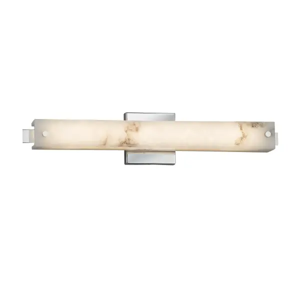 Collection: LumenAria Finish: Polished Chrome Glass: Faux Alabaster Resin Width: 23.00" Height: 4.50" Extension from Wall: 3.00" Maximum Wattage: 19.00 W Light Source: LED Light Output: 1575.00 lm Color Temperature: 3000 K CRI: 90 Safety Listing: UL Safety Rating: Damp ADA LED